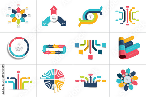 Mega set of various arrows infographic concepts.