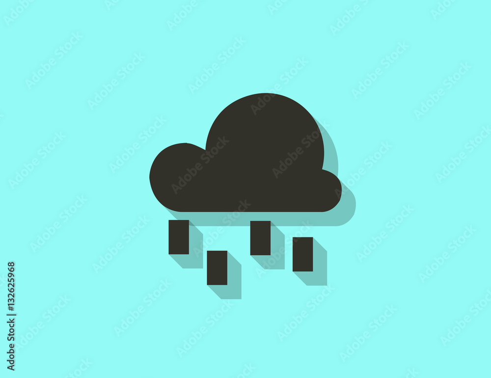 Vector flat rainy weather icon with long shadow Vector flat rainy weather icon with long shadow