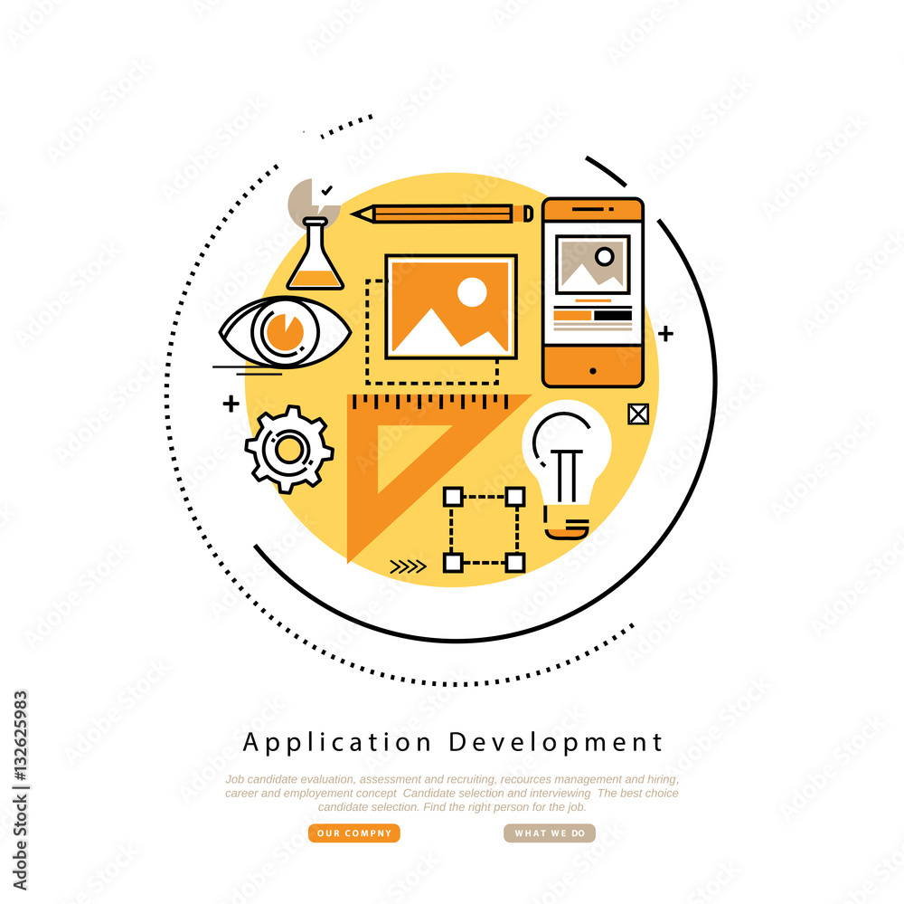 Application development flat line business vector illustration design ...