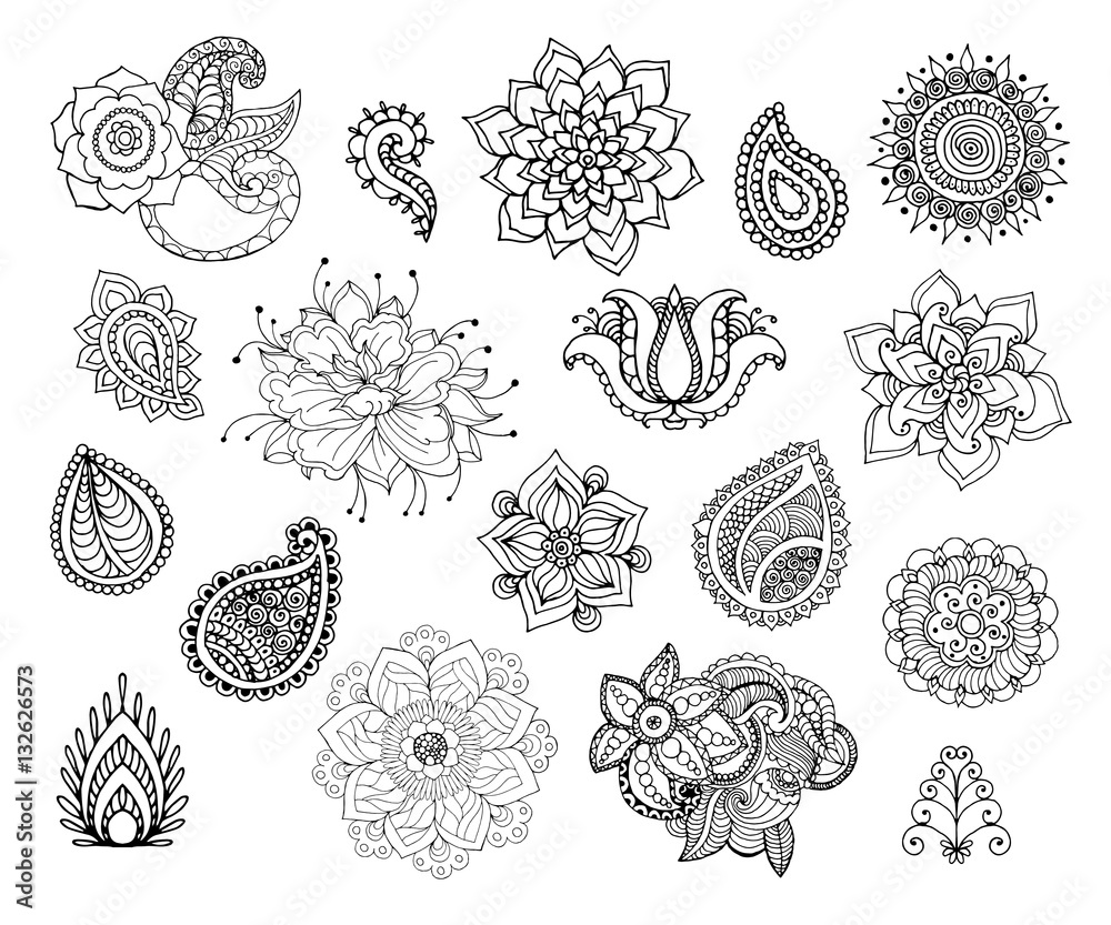 Henna doodle vector elements. Henna doodle vector elements.