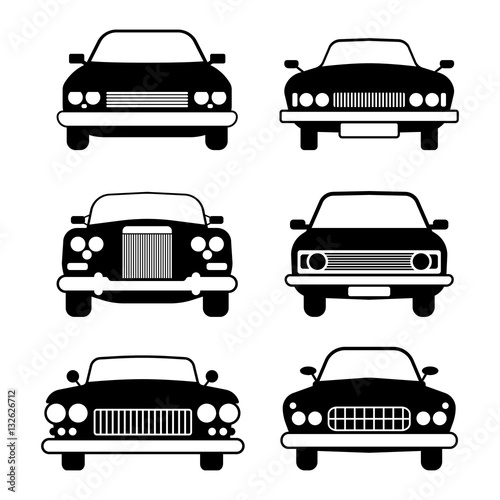 set of different car symbols front view