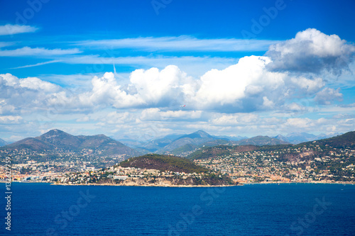 Cote d'Azur France. Beautiful panoramic aerial view city of Nice, France. Luxury resort of French riviera © IRStone