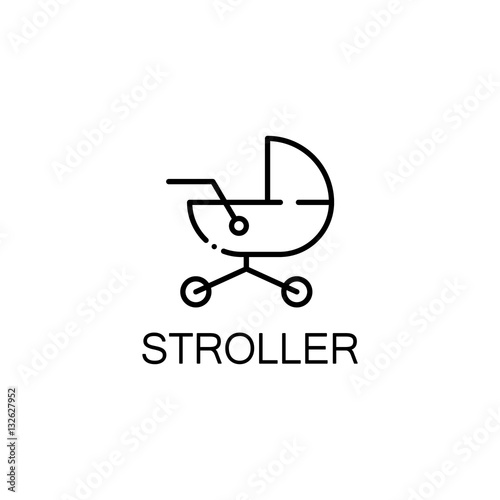 Stroller flat icon or logo for web design.