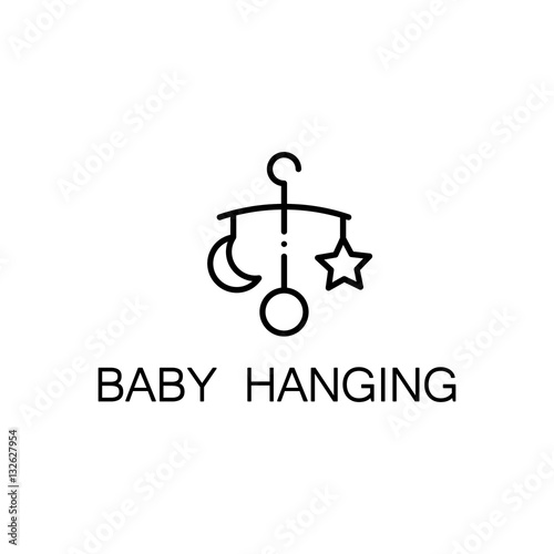 Baby hanging flat icon or logo for web design.