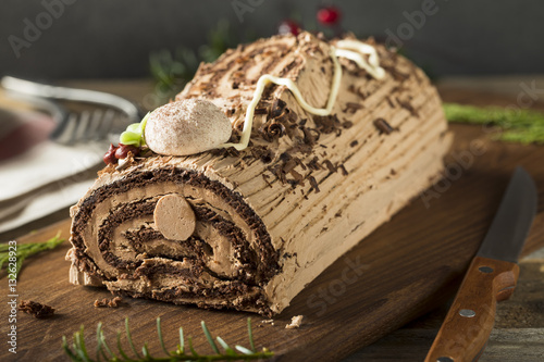 Homemade Chocolate Christmas Yule Log photo