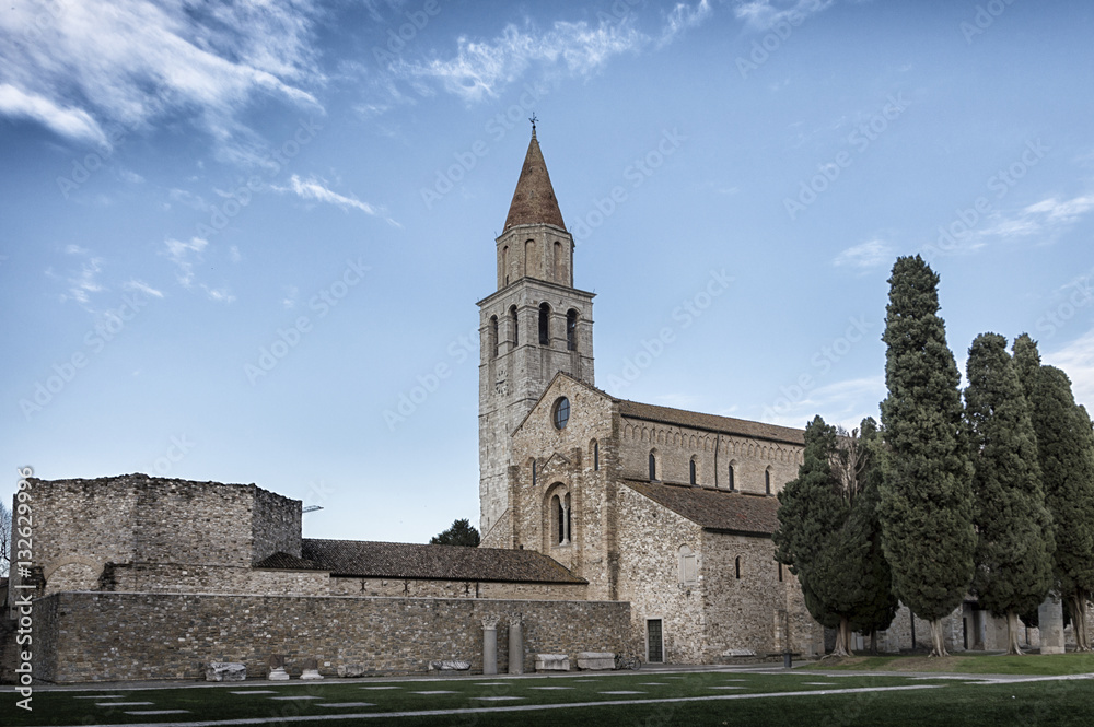 Outside view of an ancient church, catholic religion, Italy