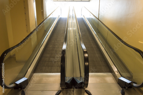 Detail of a modern escalator in shopping center