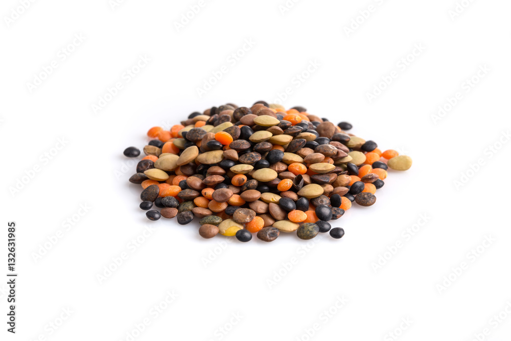 Lentils mix on a white background