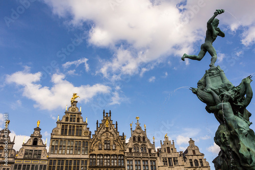 The guildhalls Sint-Joris at Grote Markt and the Brabo fountain