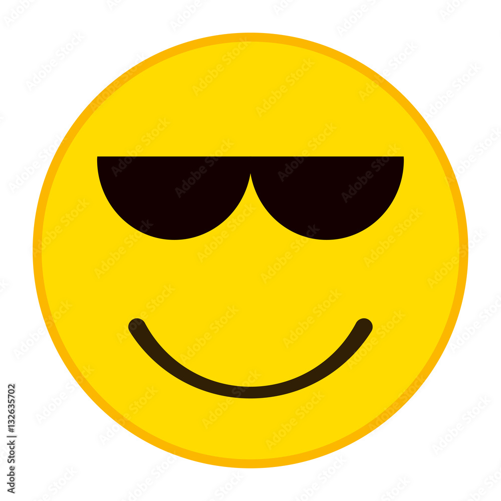 Smiling emoticon with glasess in trandy flat style. Agent emoji vector illustration.