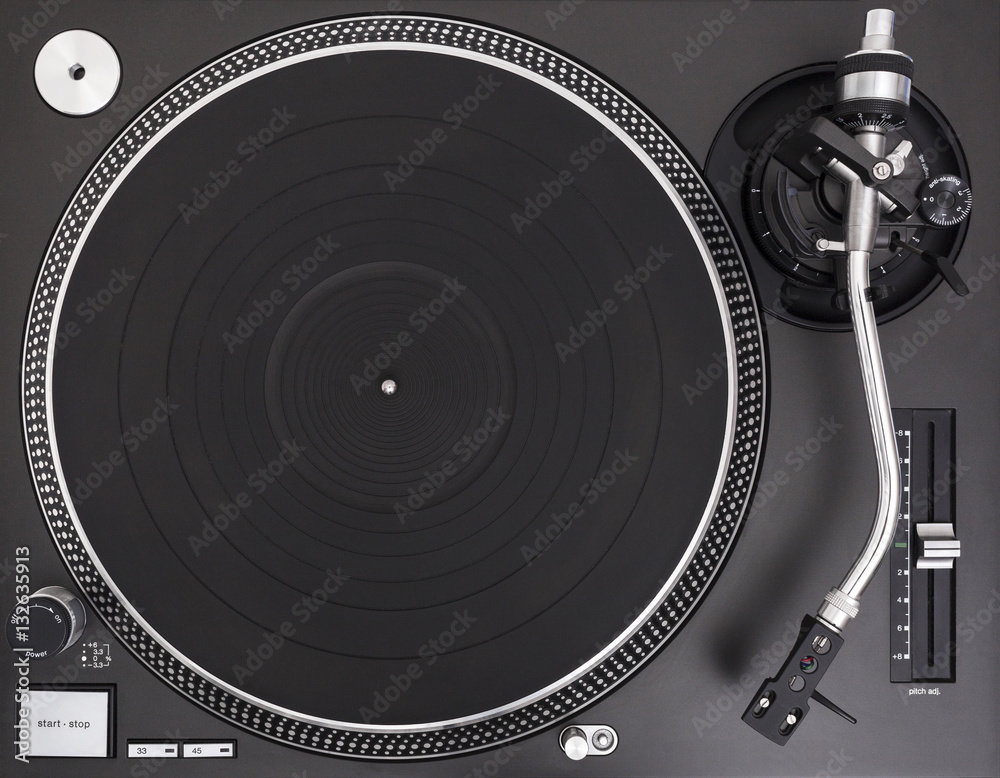 Naklejka premium Professional DJ Turntable Equipment, Top View