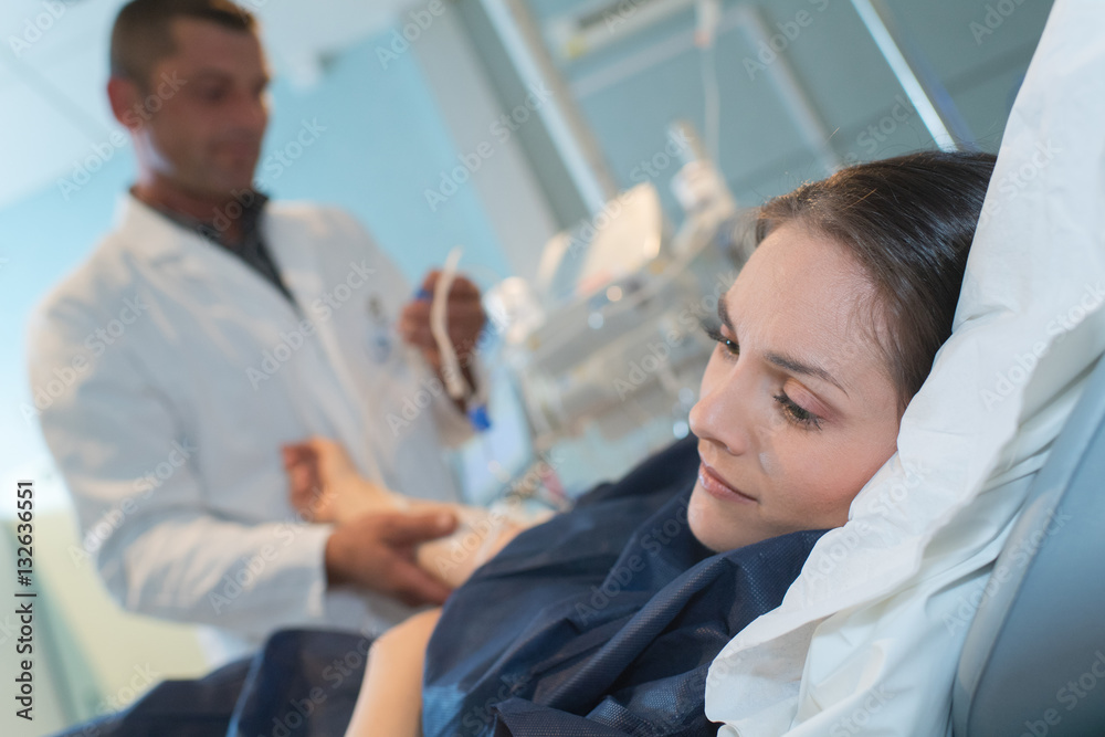 Patient extending arm for doctor Patient extending arm for doctor