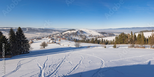 Panoramic winter view of Podhale