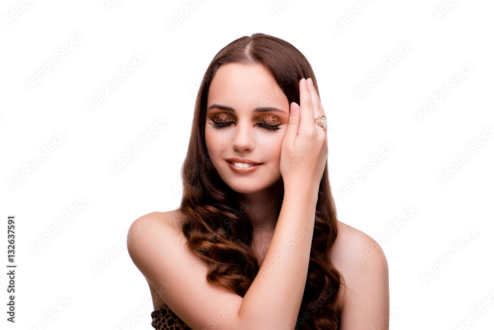 Young woman in beauty concept on white isolated background Young woman in beauty concept on white isolated background