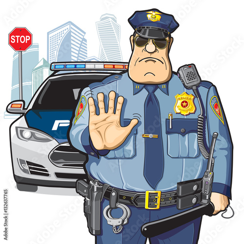  Police patrol, stop sign
