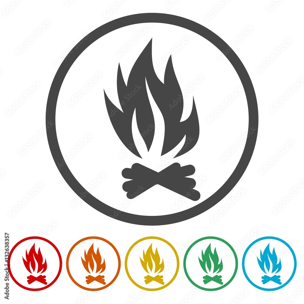 Bonfire Icon, Vector Illustration of a Fire Icon