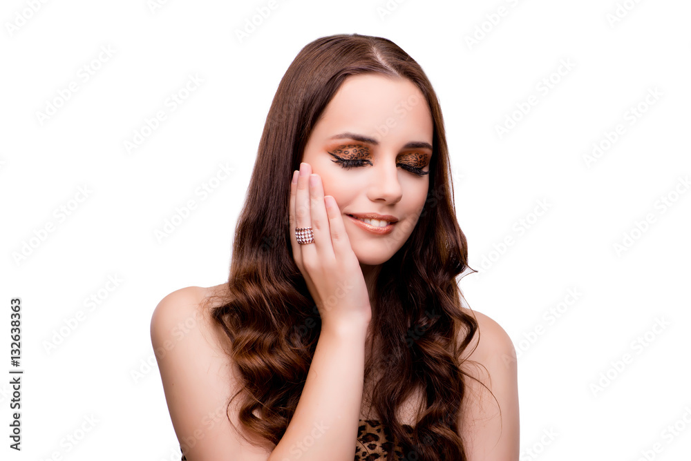 Young woman in beauty concept on white isolated background Young woman in beauty concept on white isolated background