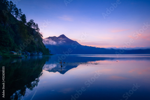 View of a lake and mountain in Bali Indonesia © Aqnus