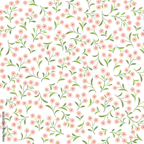 Floral tile pattern. Leaves and flowers. Nature Herb background. Summer garden ornament