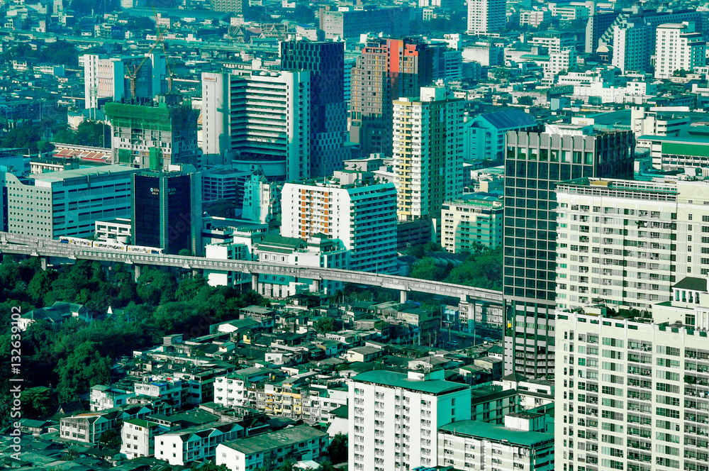 Aerial city view of central part of Bangkok, Thailand, Asia Aerial city view of central part of Bangkok, Thailand, Asia