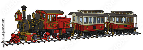 Funny classic red american steam train