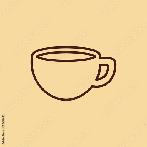 cup of coffee tea line icon brown on creme