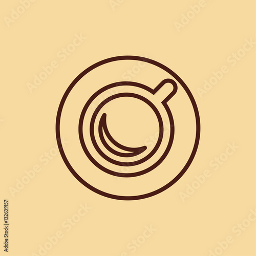 cup of coffee tea line icon brown on creme