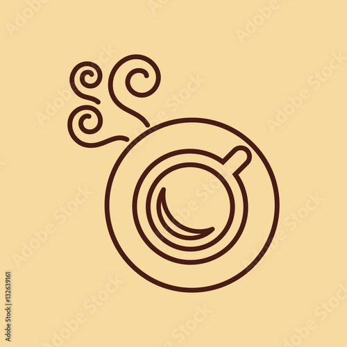 cup of coffee tea with steam line icon brown on creme