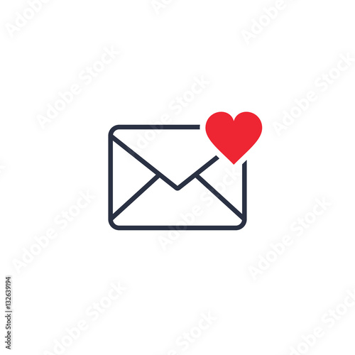 Envelope with Valentine Heart, vector isolated illustration.