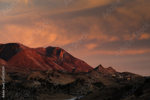 Dawn breaking in Colorado Springs, Colorado