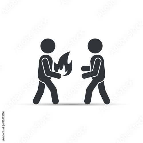 Man giving fire icon, vector concept. People enthusiasm isolated concept.