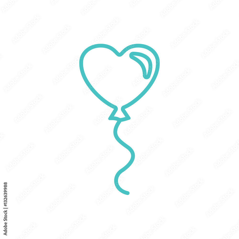 balloon gelium heart love line icon vector blue on white