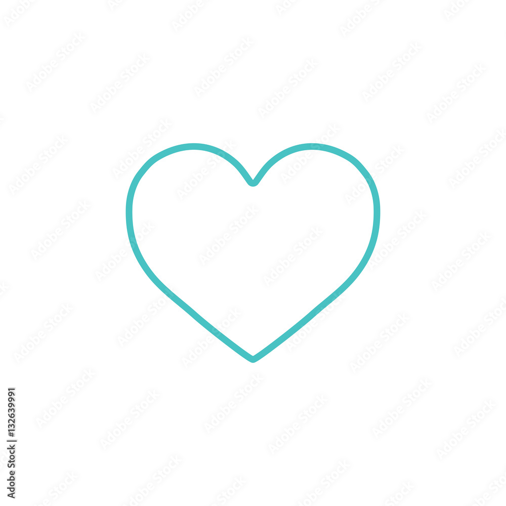 heart love romantic outline line icon blue on white