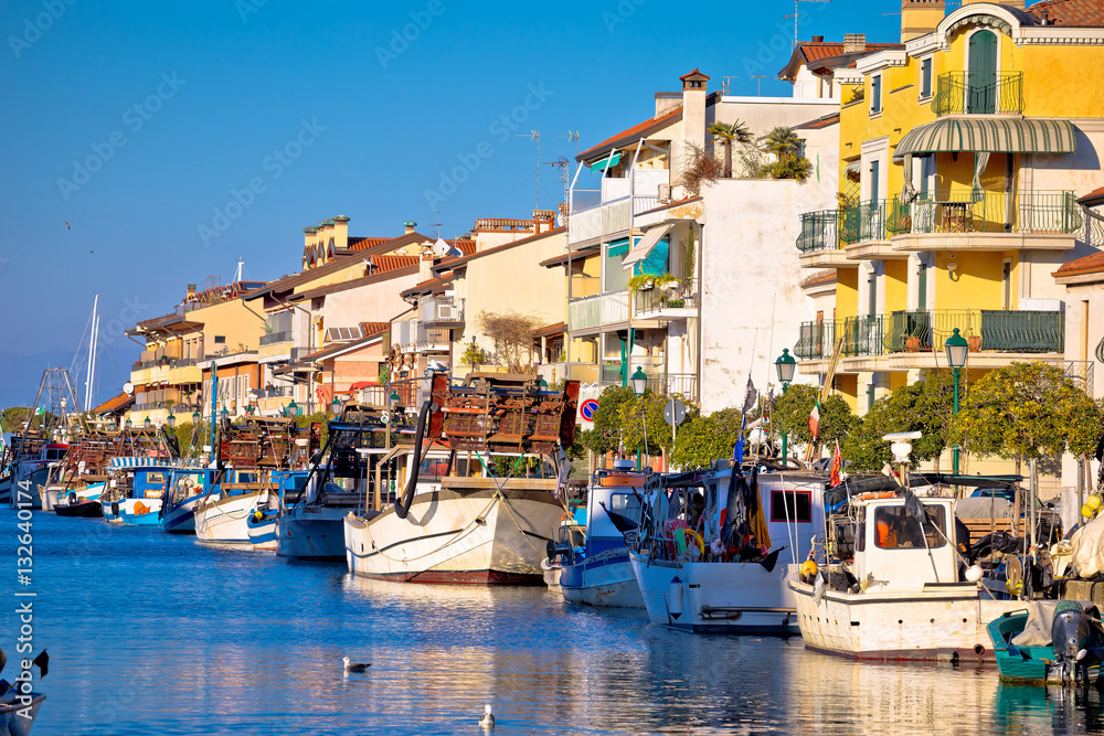 Town of Grado channel and boats view