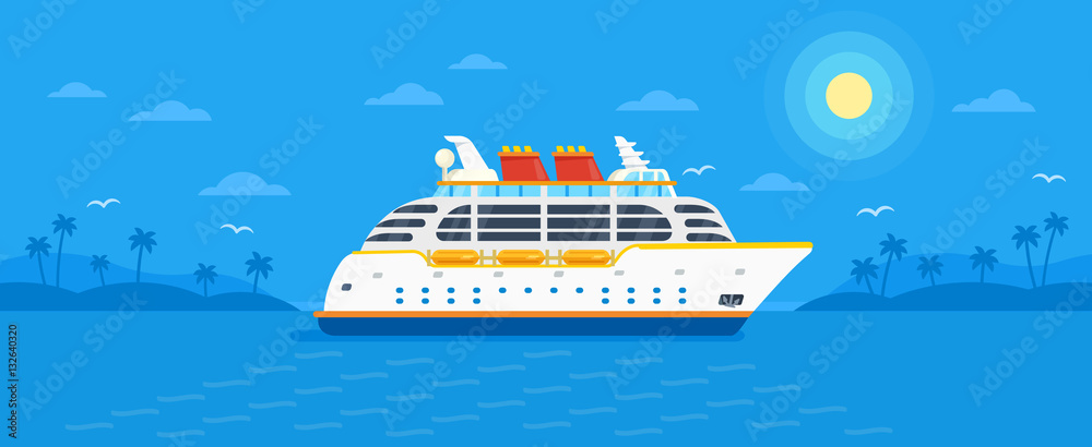 Obraz premium Cruise ship on blue background vector