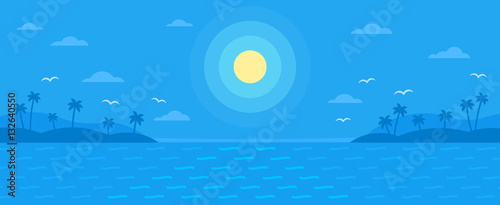 Summer blue flat vector background