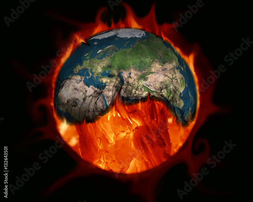 Wallpaper Mural Greenhouse effect concept. Earth burned by coal combustion. Elements of the image: NASA. Torontodigital.ca