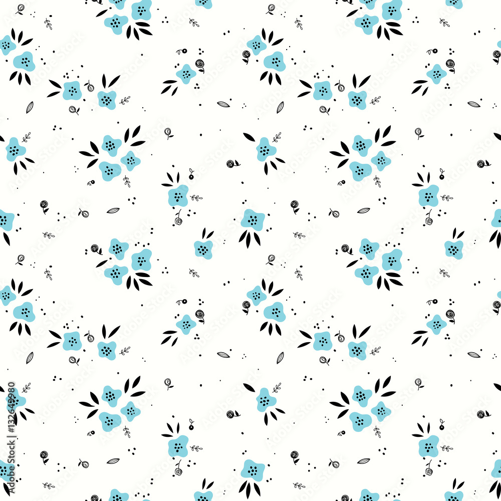 Cute seamless vector floral pattern