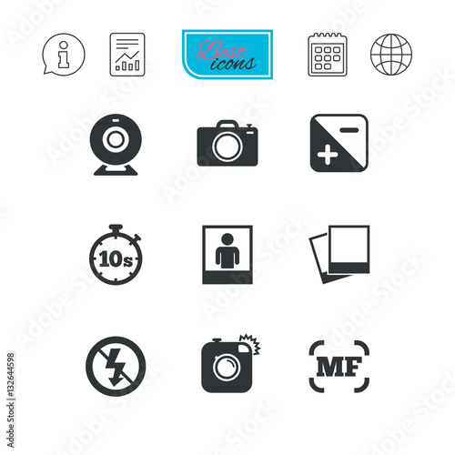 Photo, video icons. Camera, photos and frame.