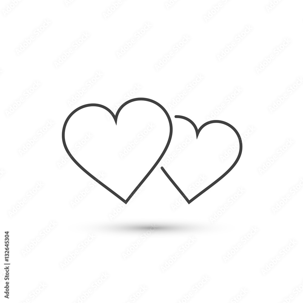 Two hearts icon vector