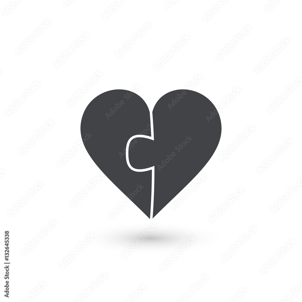 Heart puzzle vector icon made of two pieces. Vector valentine illustration. Heart puzzle vector icon made of two pieces. Vector valentine illustration.