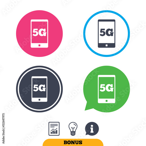5G sign. Mobile telecommunications technology.
