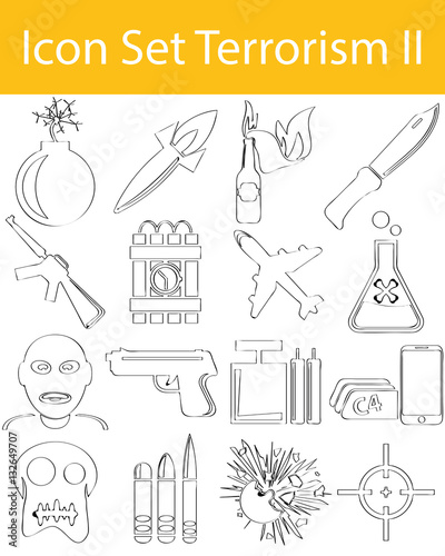 Drawn Doodle Lined Icon Set Terrorism II