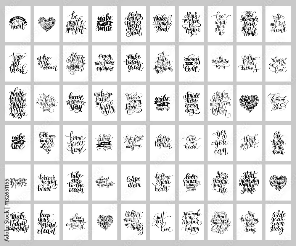 mega set of 60 hand written lettering positive inspirational quo