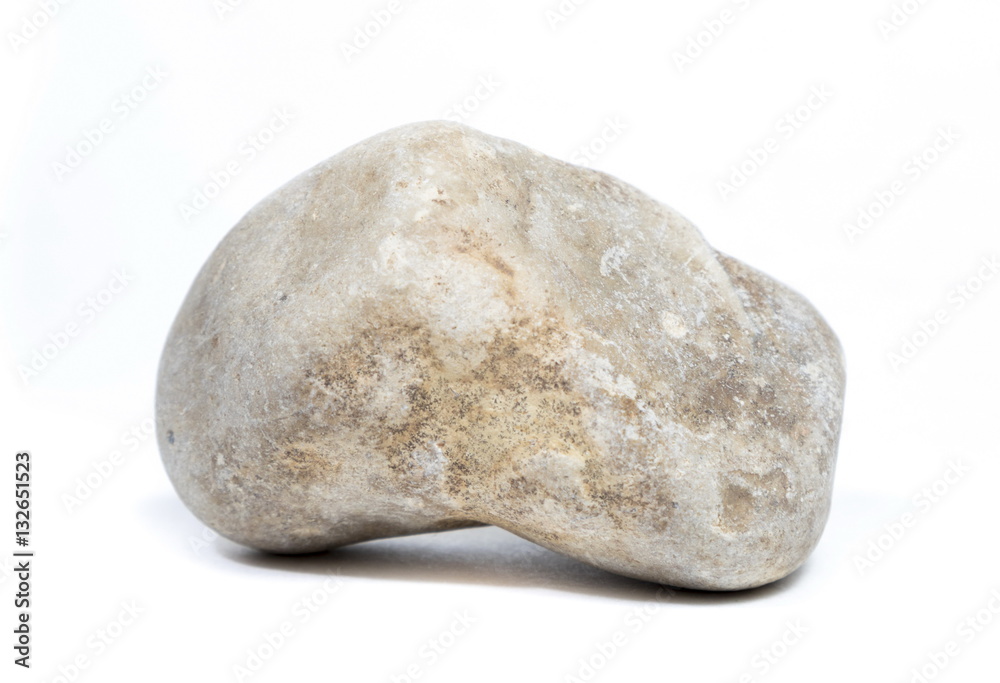 Single natural stone on white background Single natural stone on white background