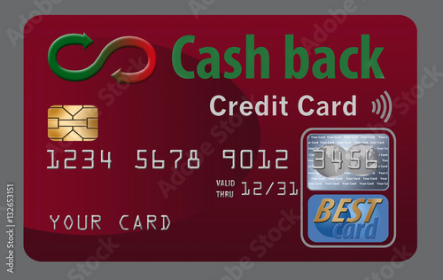 Cash back credit cards reward the user with cash returned for using the card to make purchases. Here is a mock, generic cash back card isolated on the background.