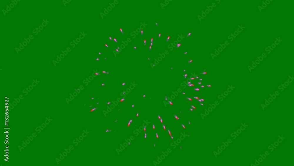 Exploding Fireworks on a Green Screen Background