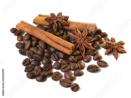 Wallpaper Mural coffee beans with cinnamon sticks and anise isolated Torontodigital.ca