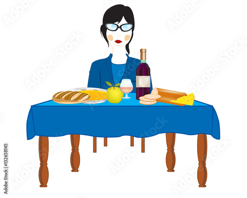 Woman at the table