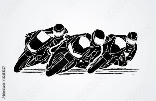 Motorcycles racing designed using grunge brush graphic vector